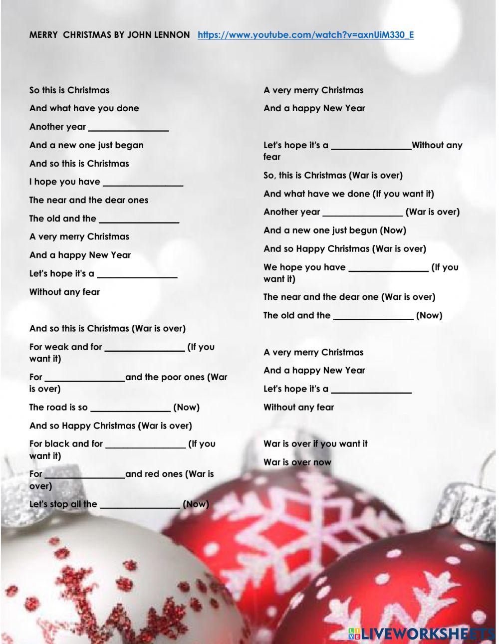 Song: Merry Christmas by John Lennon