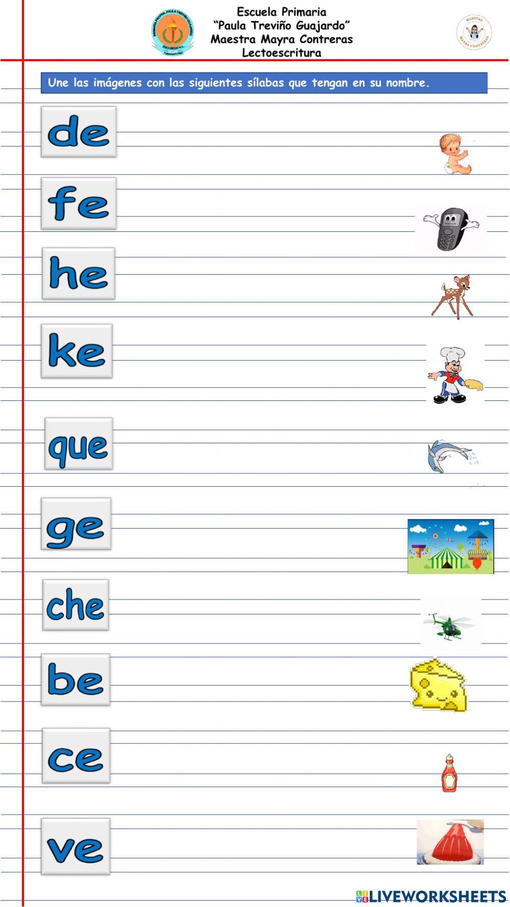 Método 20 días, sílabas con e