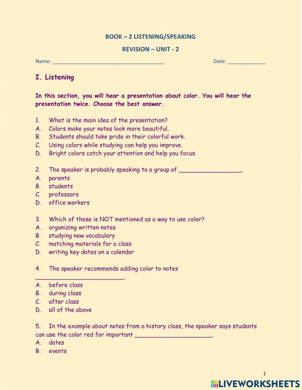 Ls bk - 2 unit -2 revision