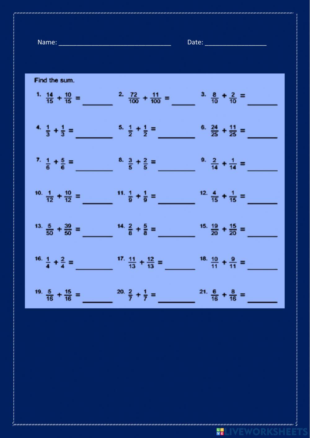 Fractions Addition