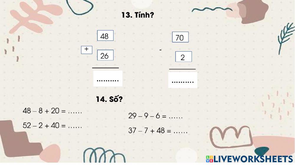 Phiếu bài tập Toán