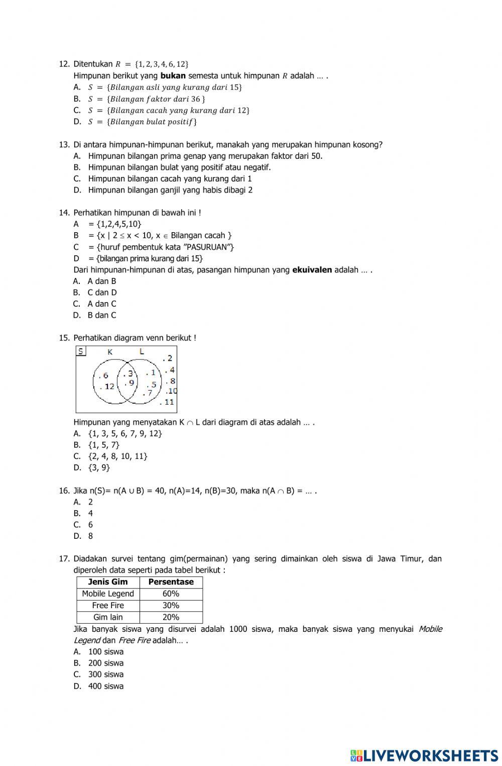 Pas matematika kelas 7