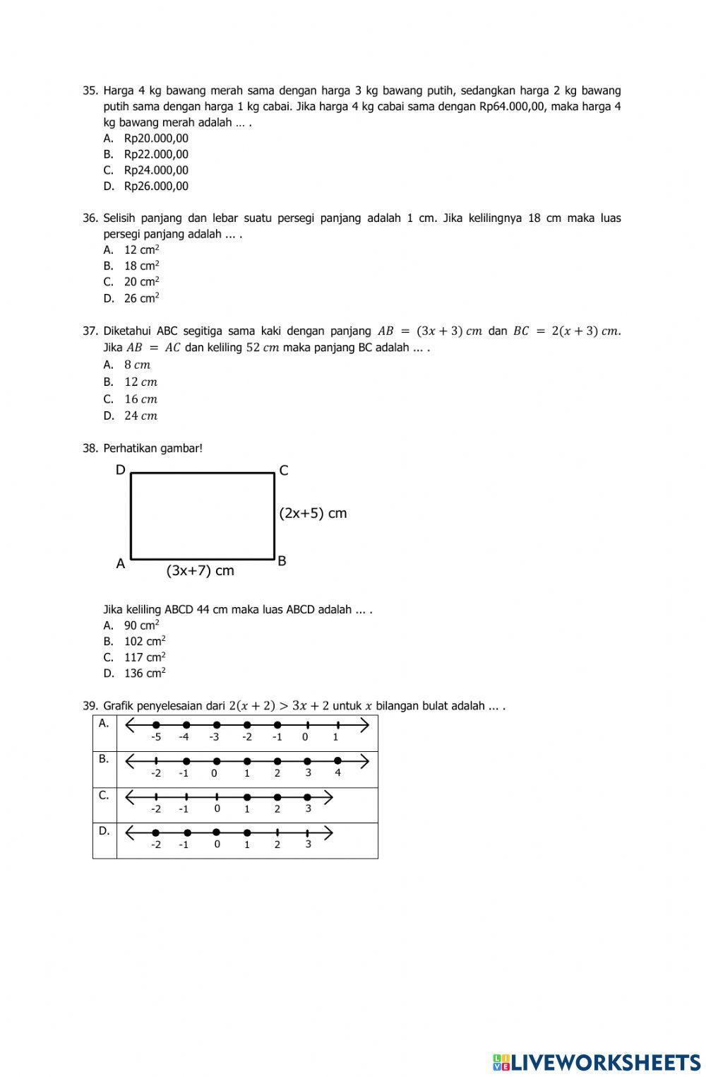 Pas matematika kelas 7