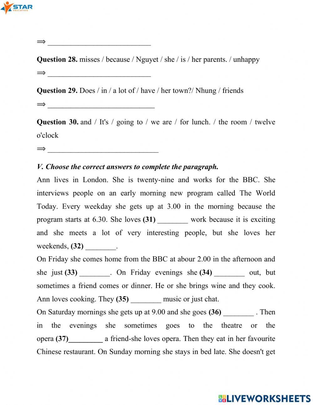 Kiểm tra học kì I đề 2 lớp 7