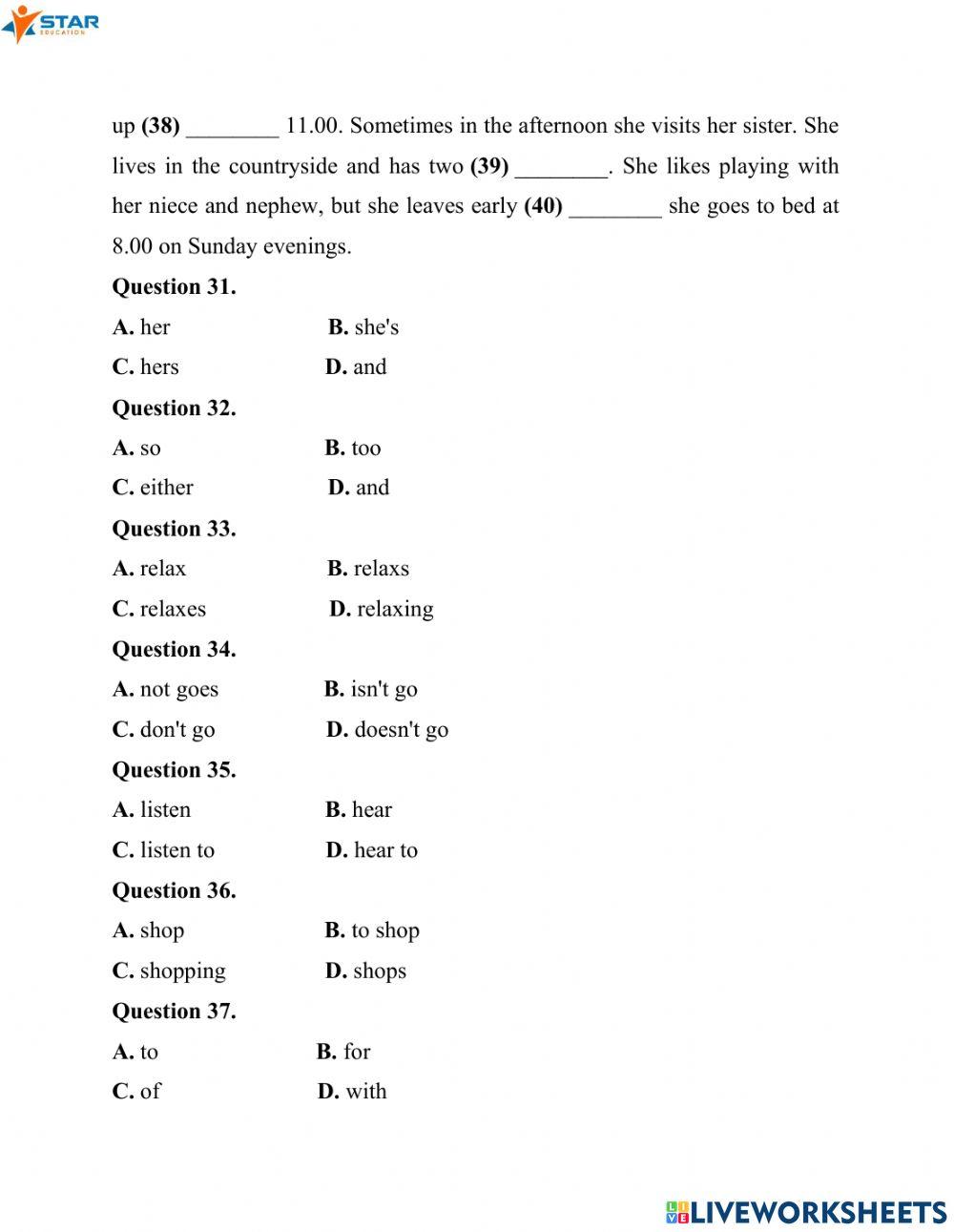 Kiểm tra học kì I đề 2 lớp 7