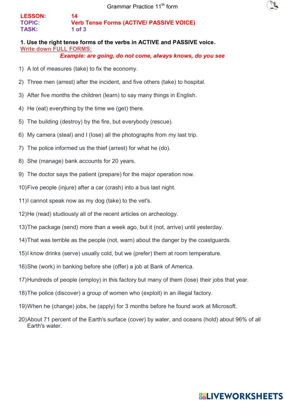 Passive Voice (11th) ex1