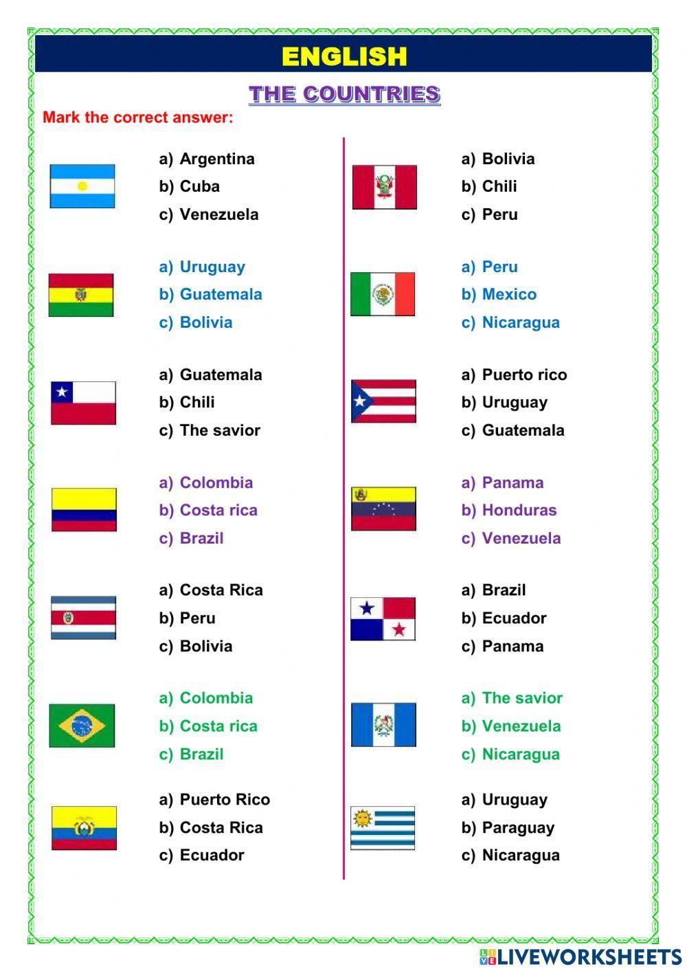 Temas de geografía en inglés