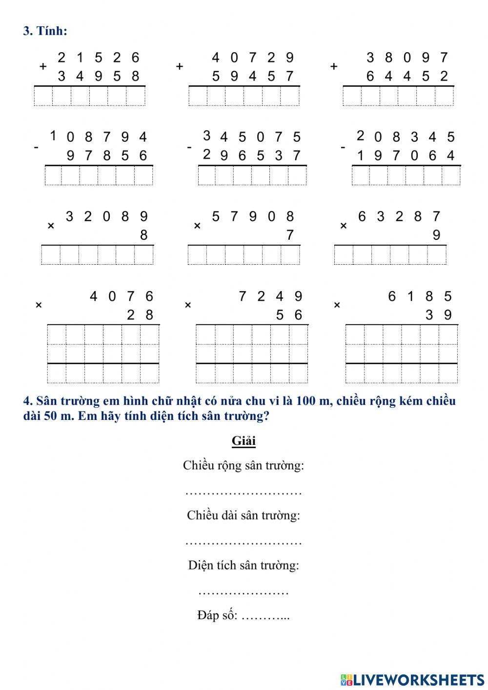 Toán lớp 4 tuần 12