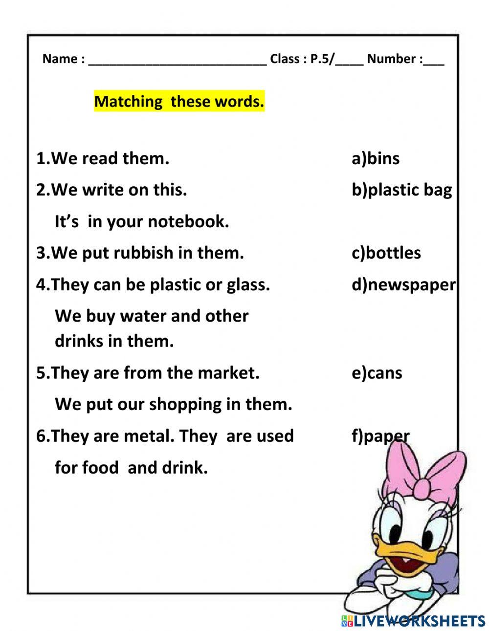 Matching these words Unit 5 P.5 Ep.2