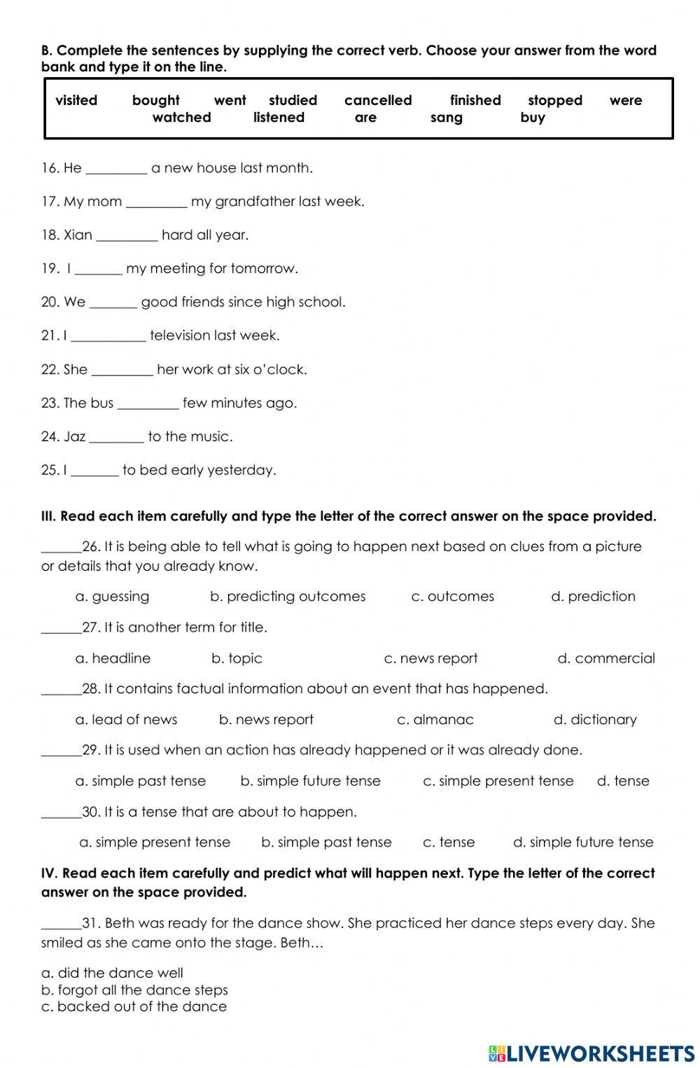 Second Periodical Exam in English IV