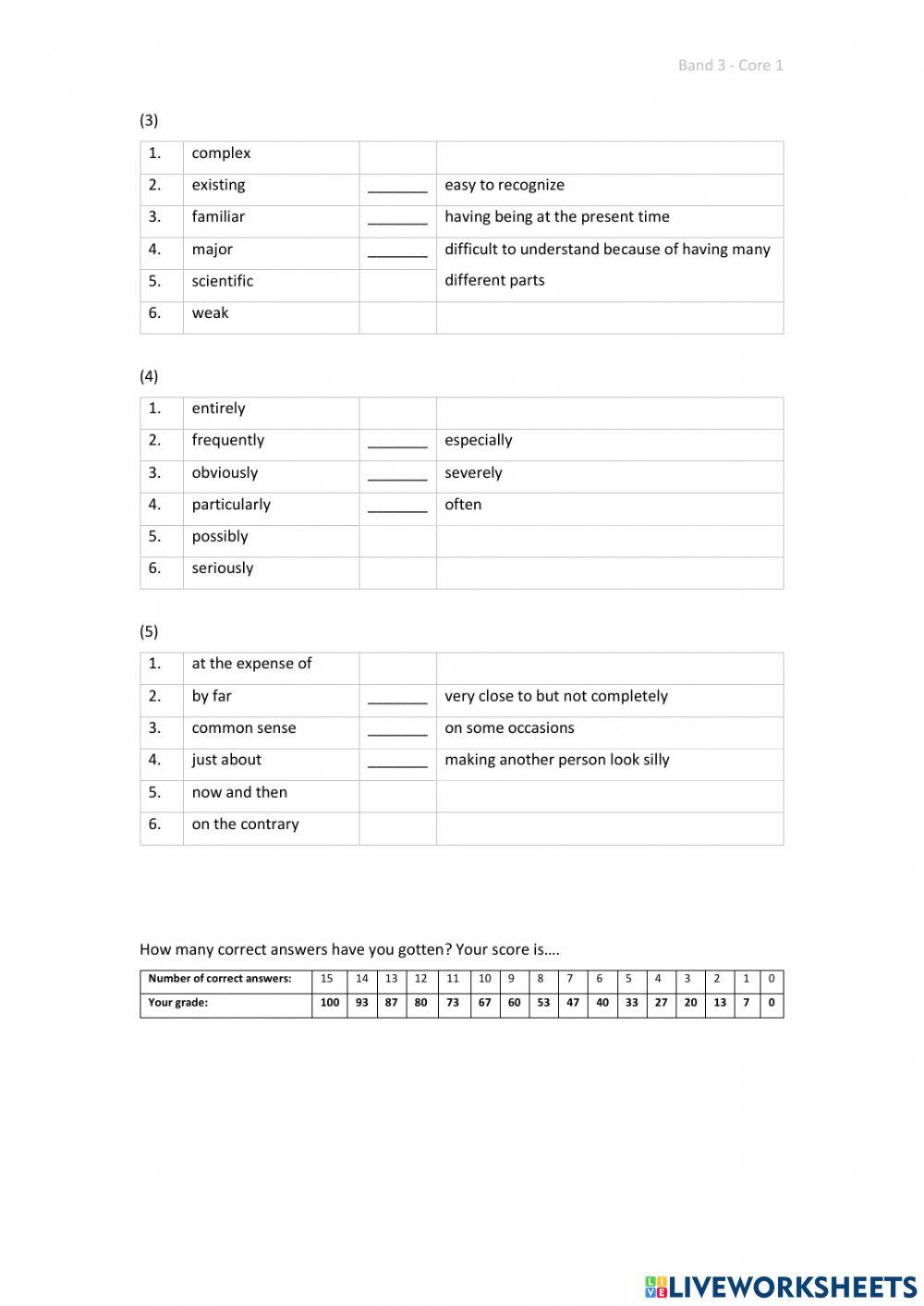 Band 3 (Core 1) - Unit 14 - Test