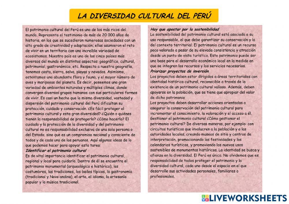 Leemos la diversidad cultural del Perú