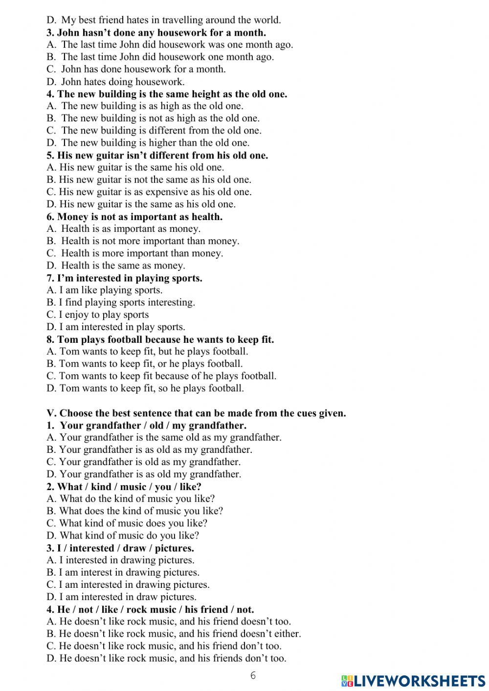 Final Test Revision G7 LNH