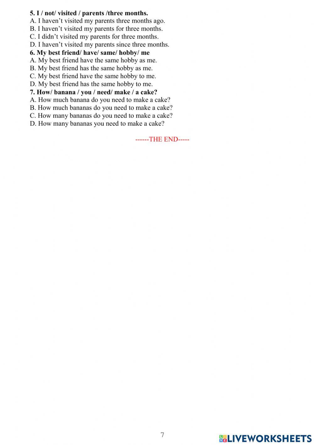 Final Test Revision G7 LNH