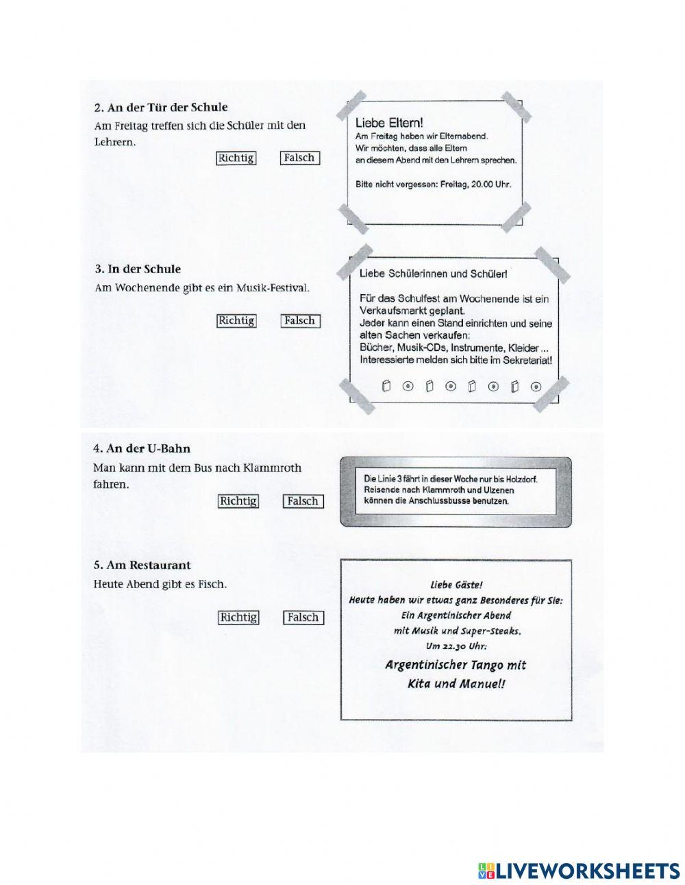 Grammarbox Kostenloses Lesematerial Pdf A1 Lesematerial 1 online exercise for | Live Worksheets