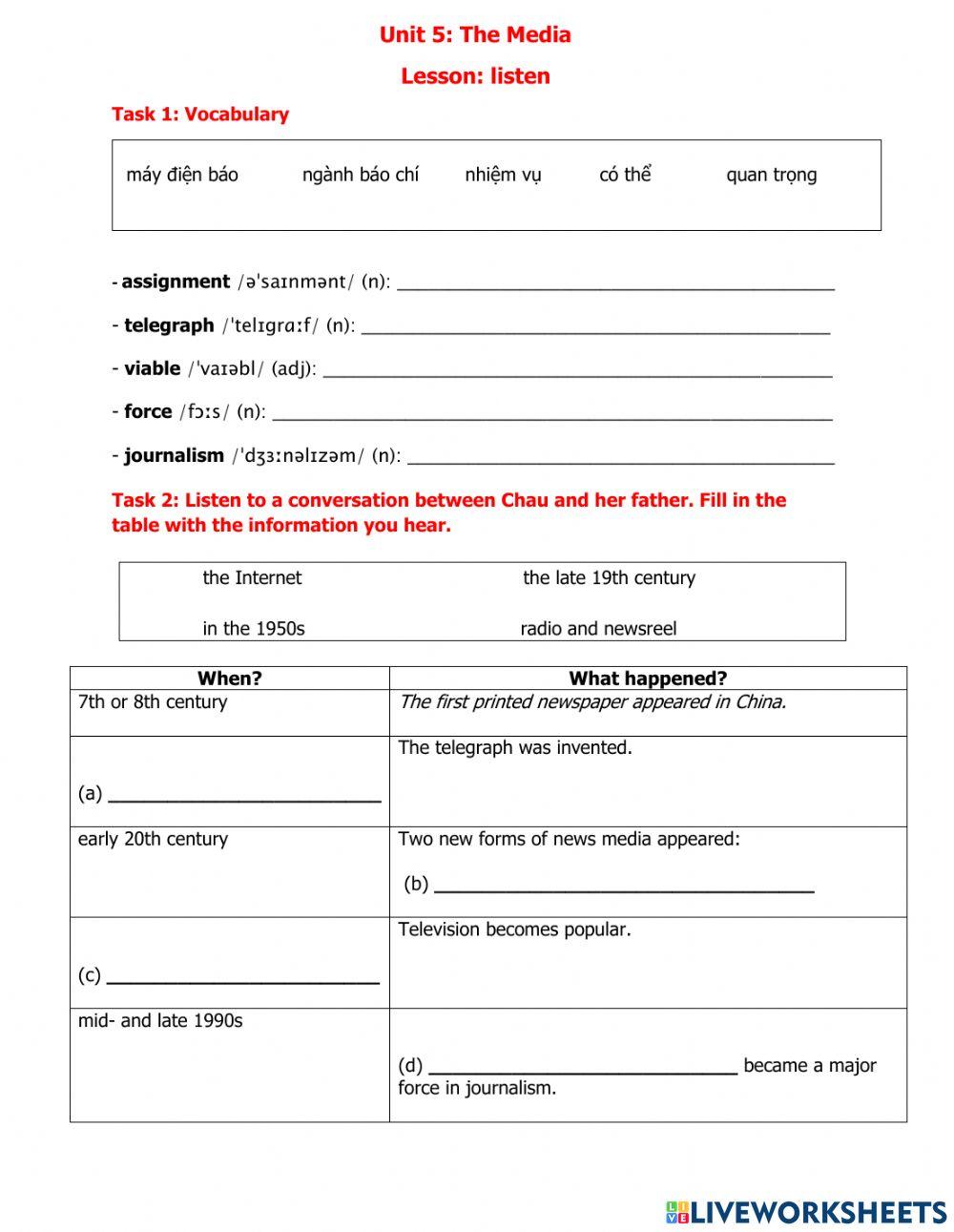 English 9 Unit 5 Listen