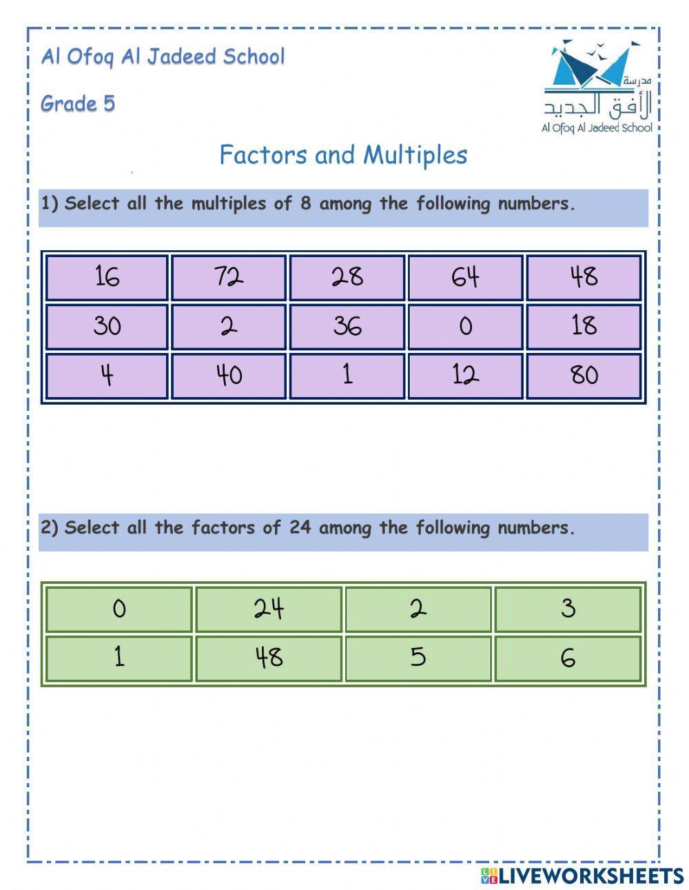 Factors and Multiples