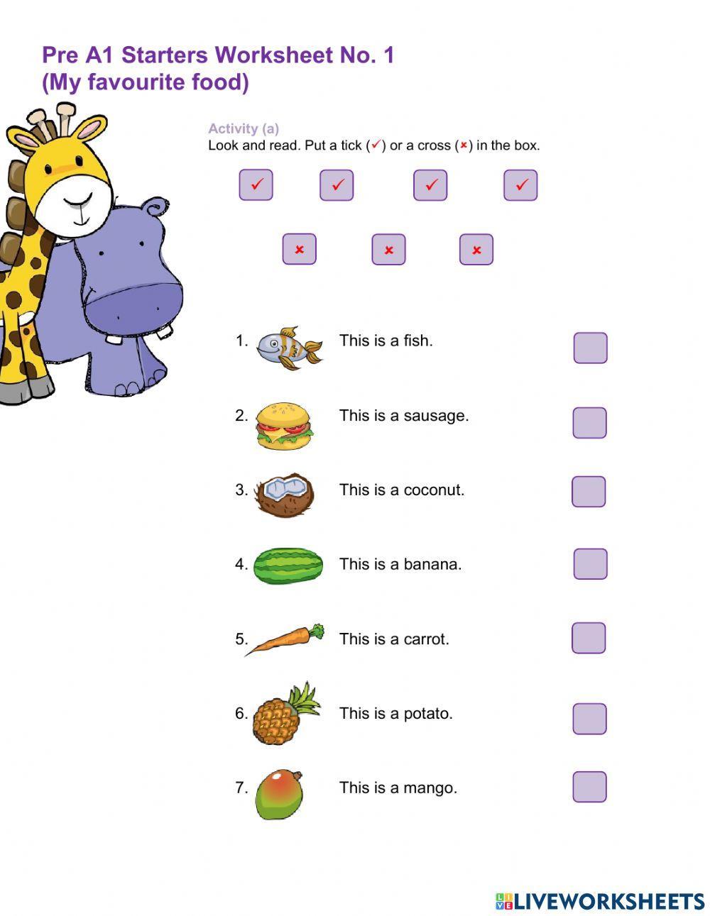 Pre A1 Starters Worksheet 1a