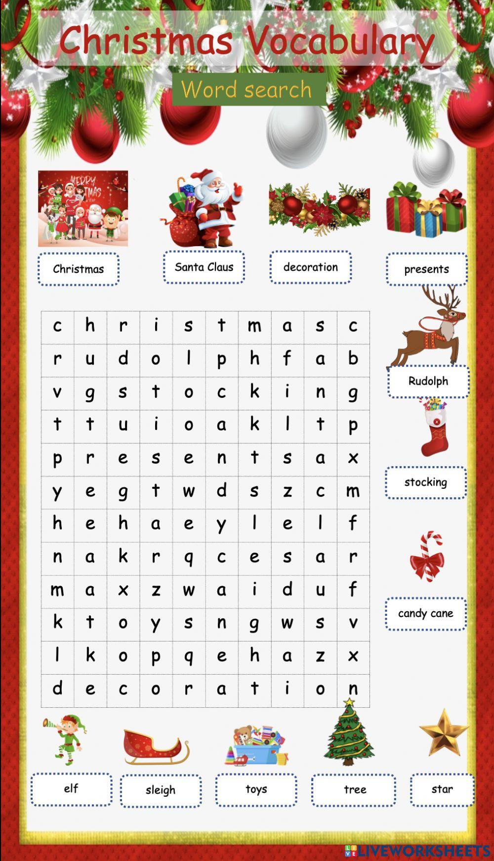 Christmas Vocab Wordsearch