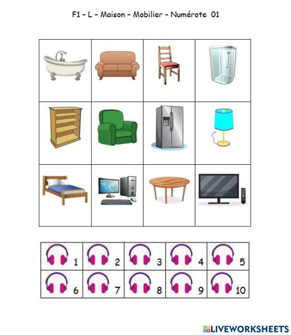 F1 - L - Maison - Mobilier - Numérote 01 F1 - L - Maison - Mobilier - Numérote 01