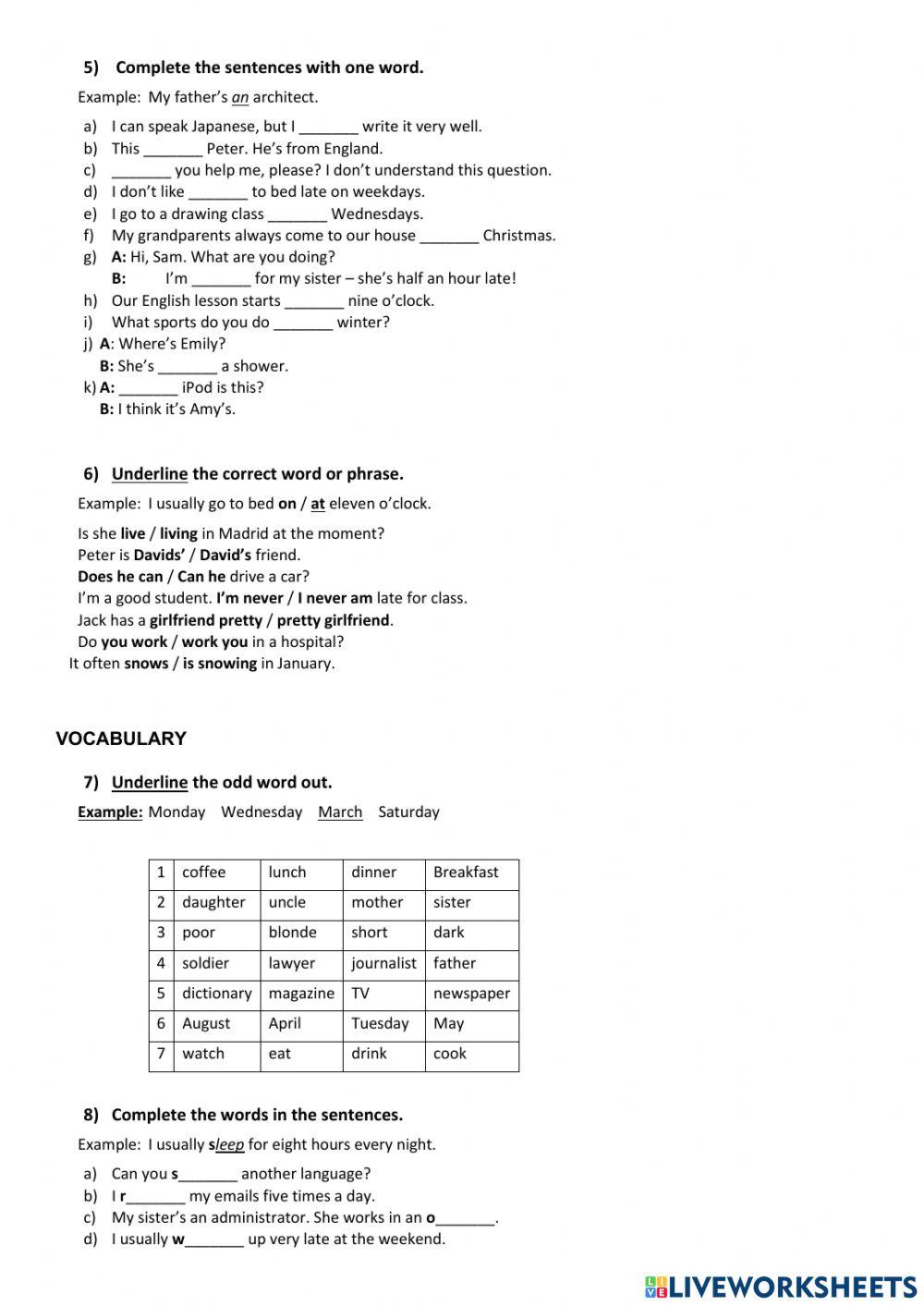 Final Test Units 1 to 5