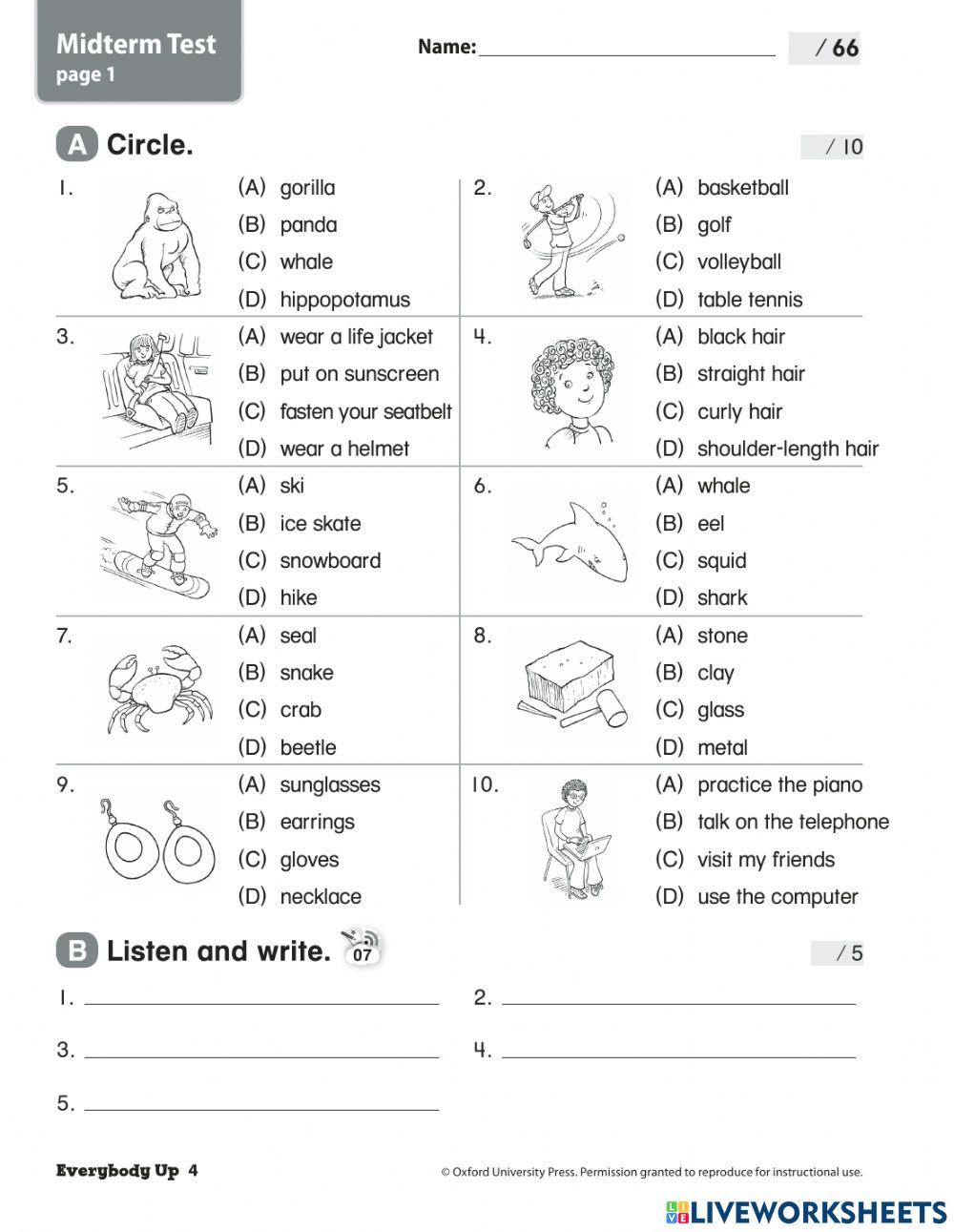 EVERYBODY UP 4 MIDTERM TEST