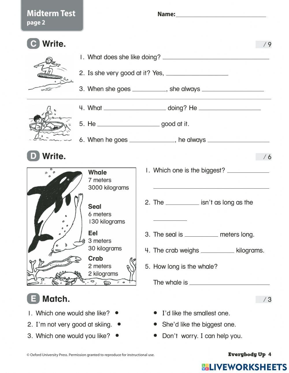 EVERYBODY UP 4 MIDTERM TEST