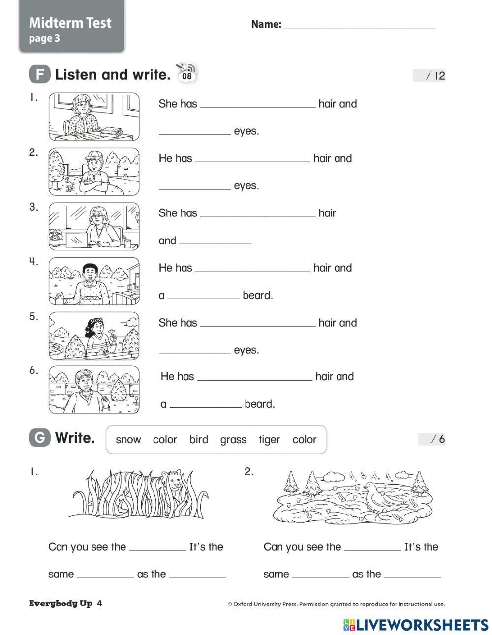 EVERYBODY UP 4 MIDTERM TEST