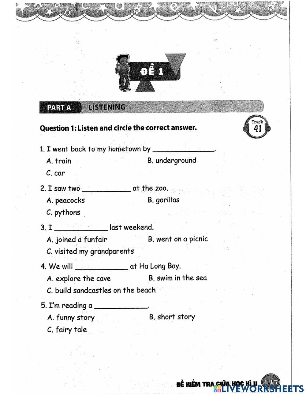 First semester test for English grade 5 worksheet | Live Worksheets