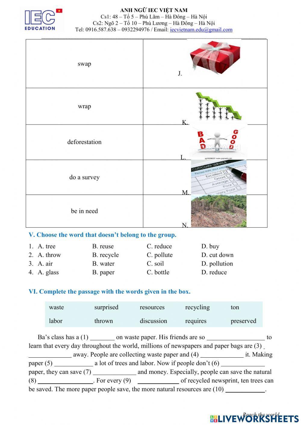 Unit 11 : Grade 6 : Our Greener World.
