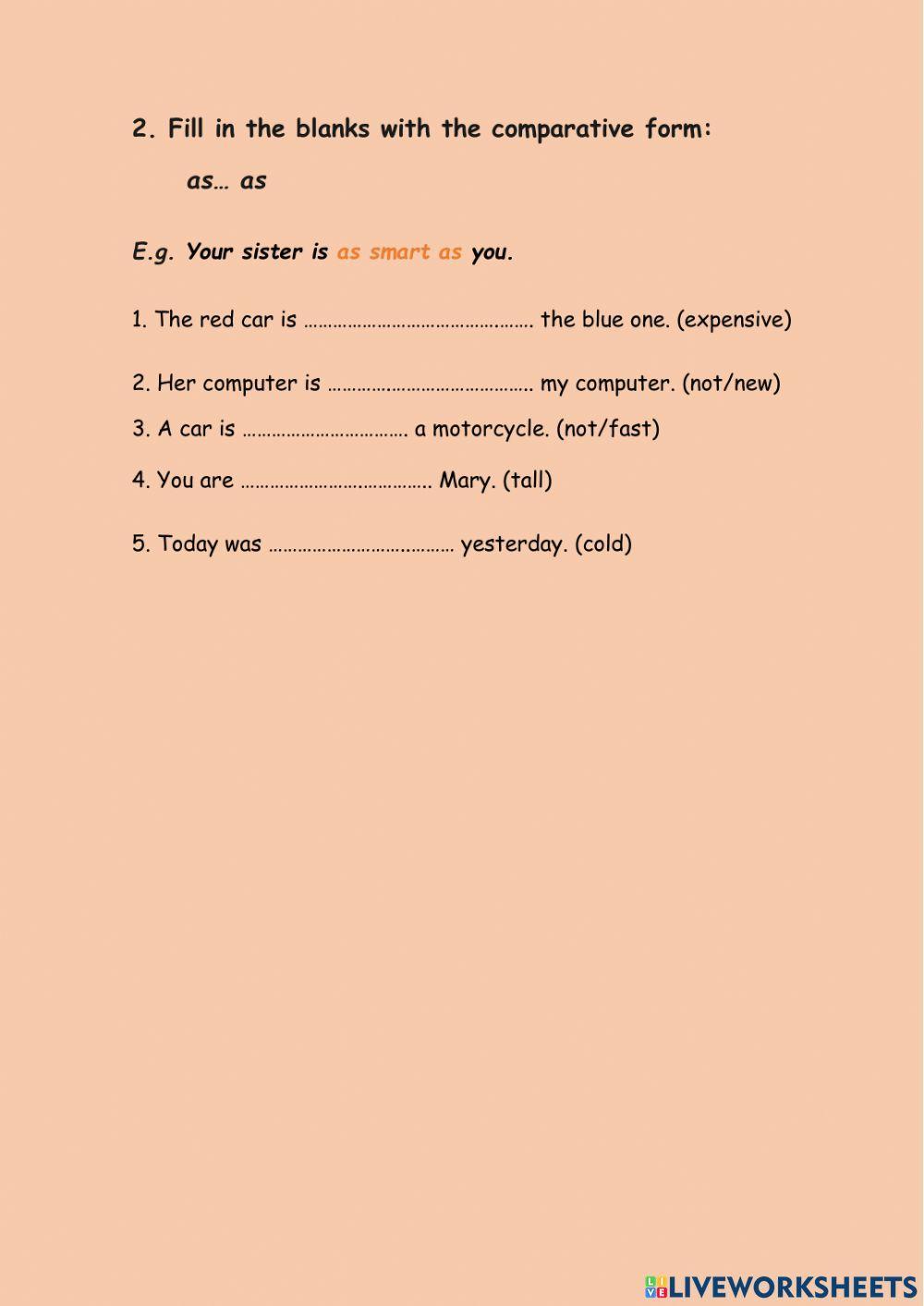 Comparatives vs superlatives