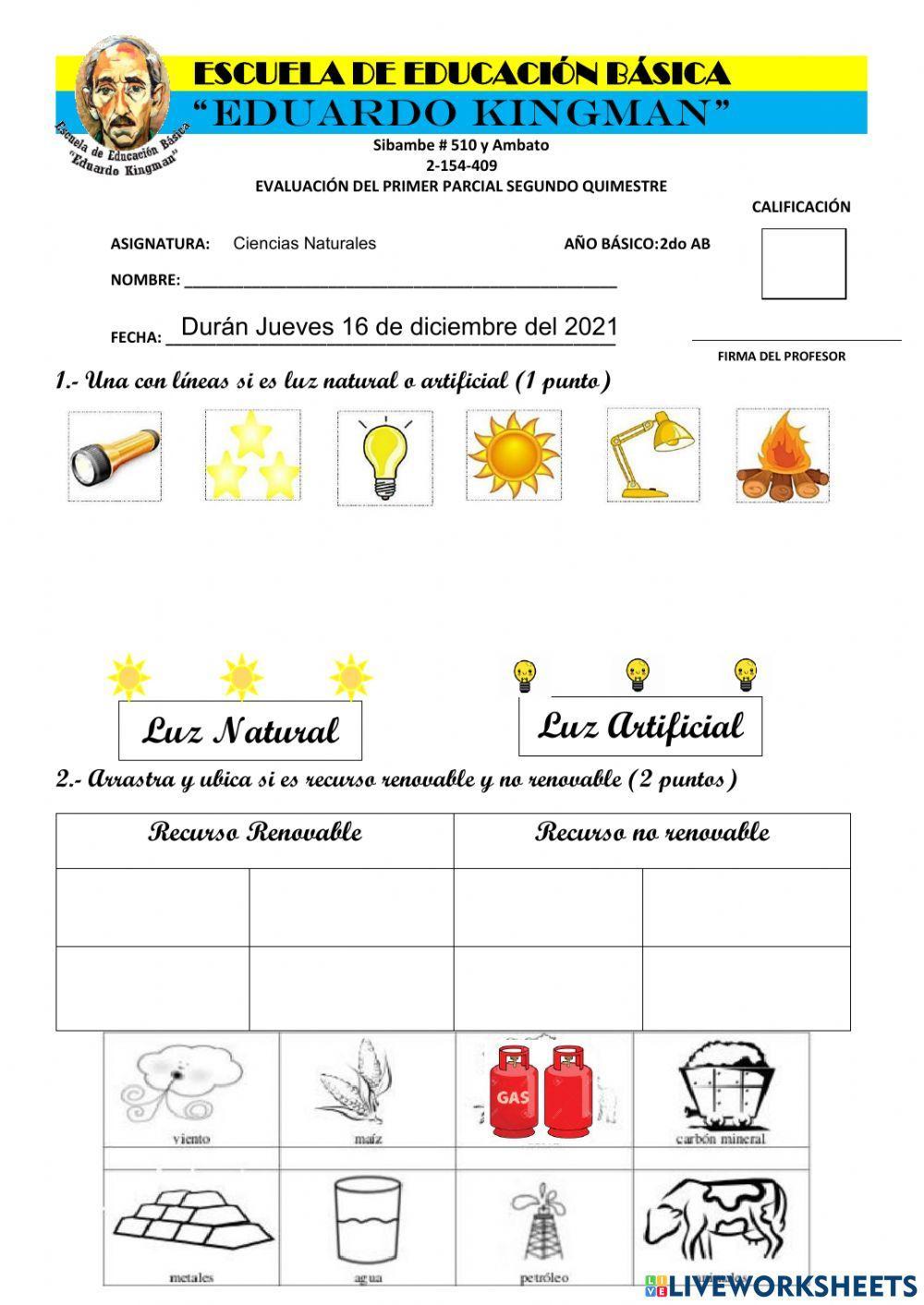 Evaluación de Ciencias Naturales
