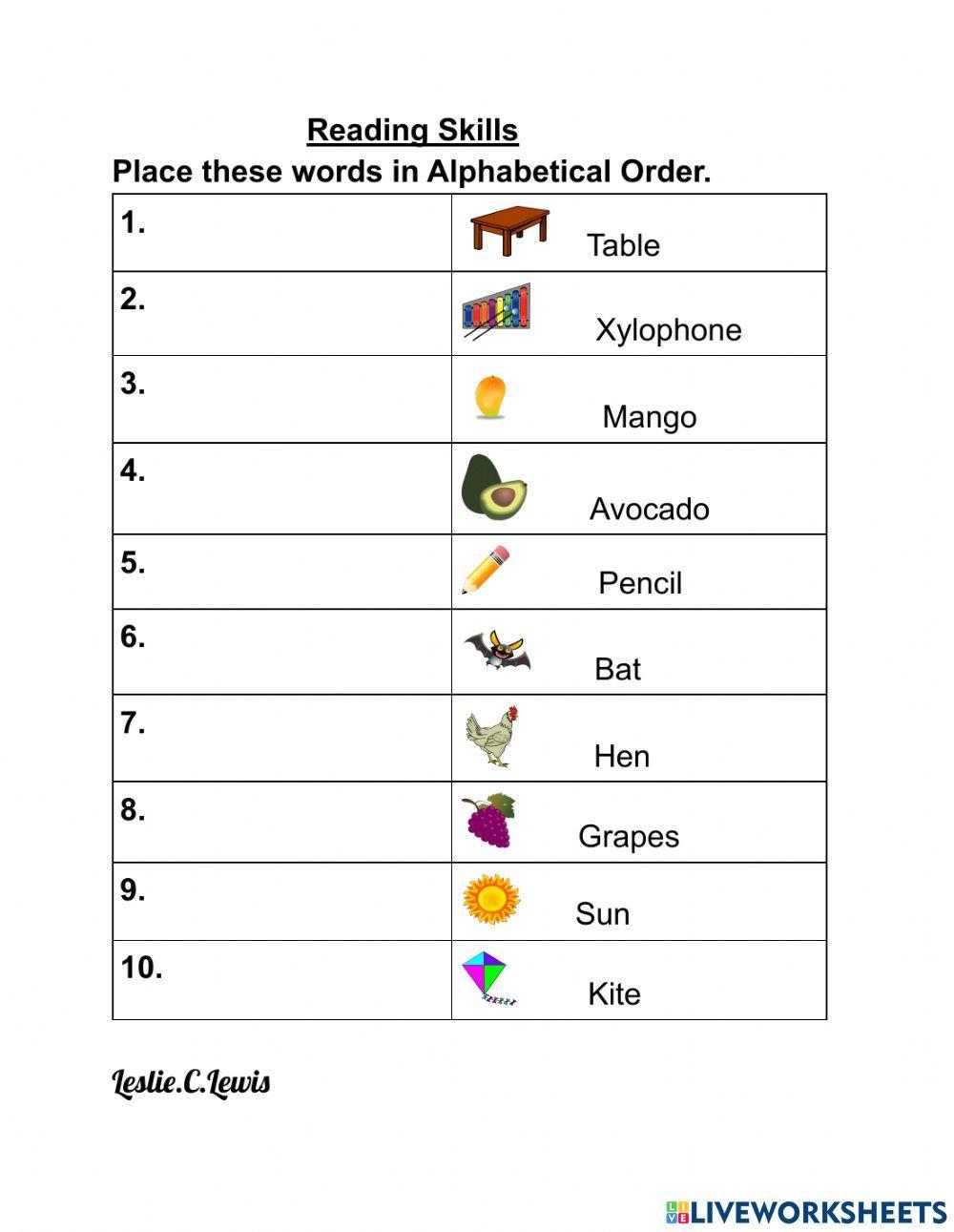 ABC Order worksheet -2