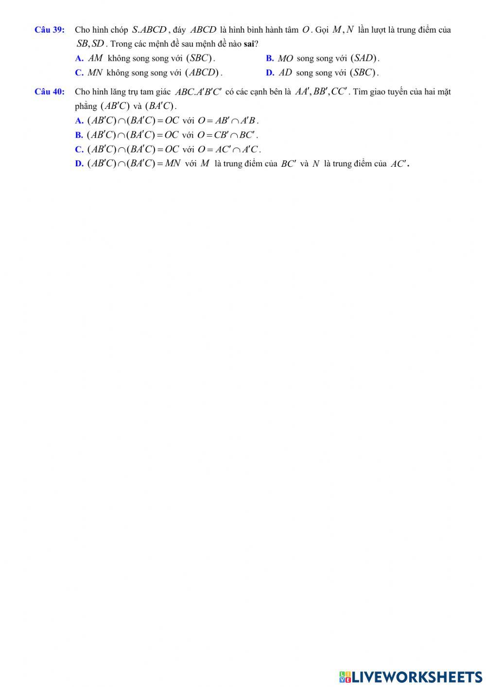 Đề ôn tập số 03 học kỳ 1 toán lớp 11