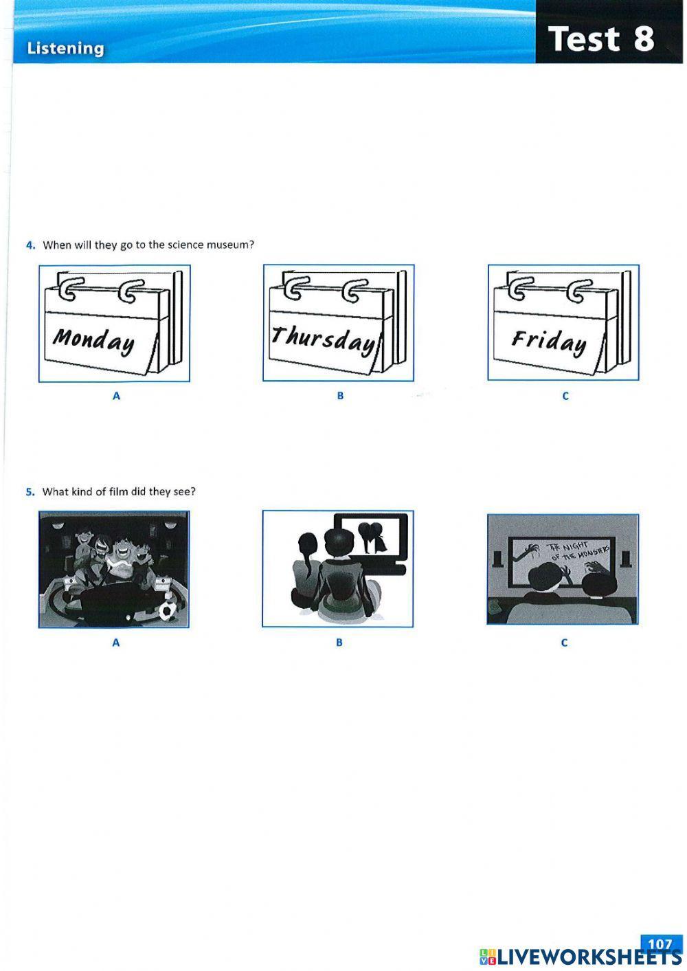 Dec 12- G7E Listening part 1 - test 8