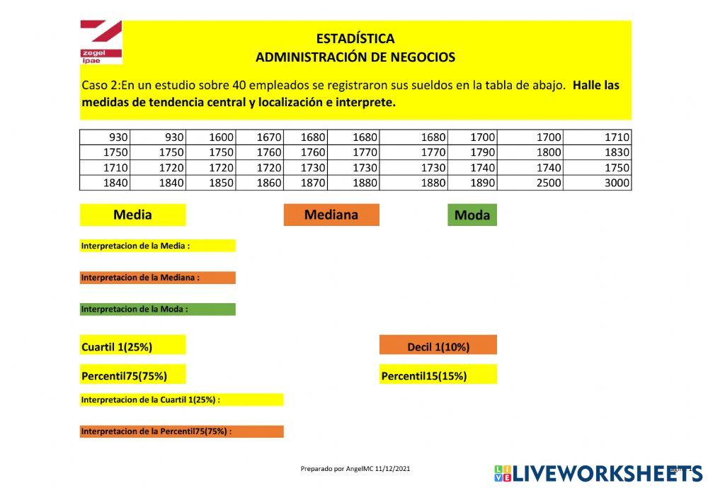 Medidas de tendencia central y localización 2