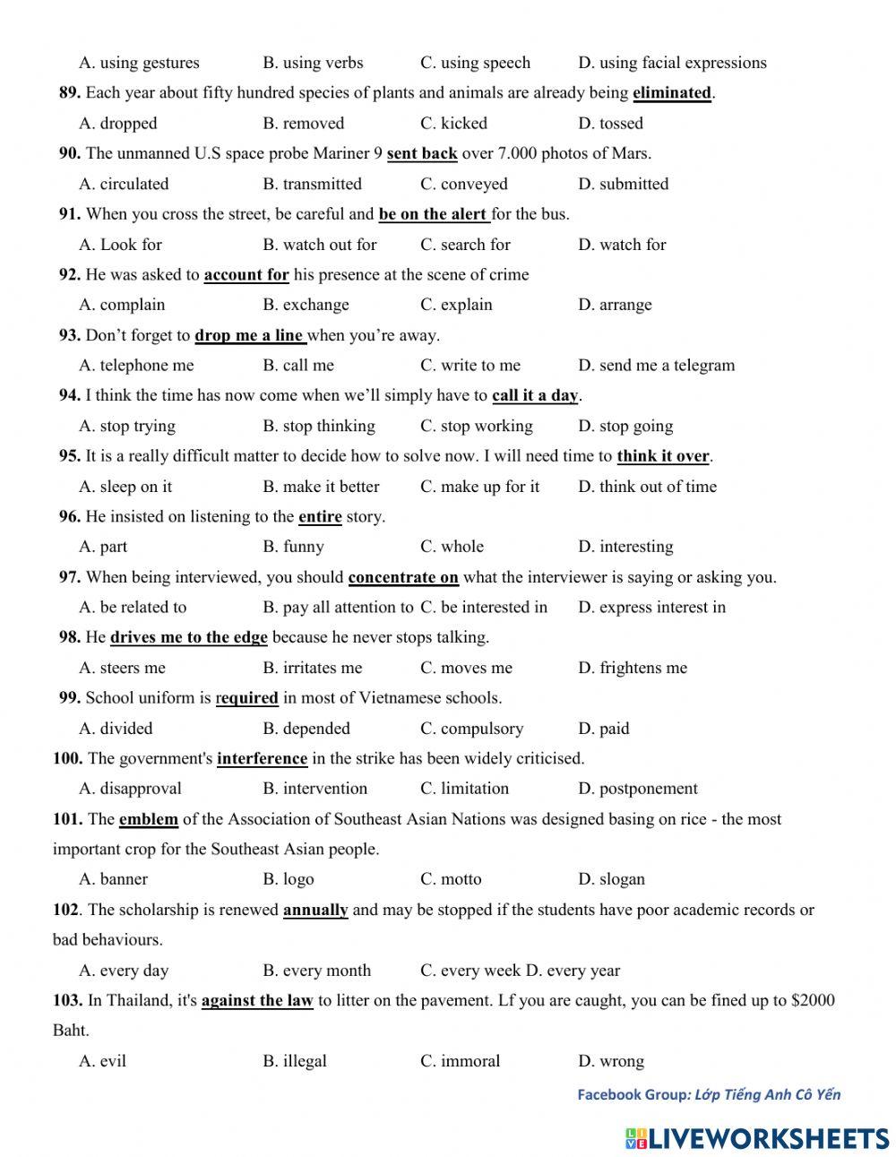 Review for final term 1 - Correction-Closet meaning