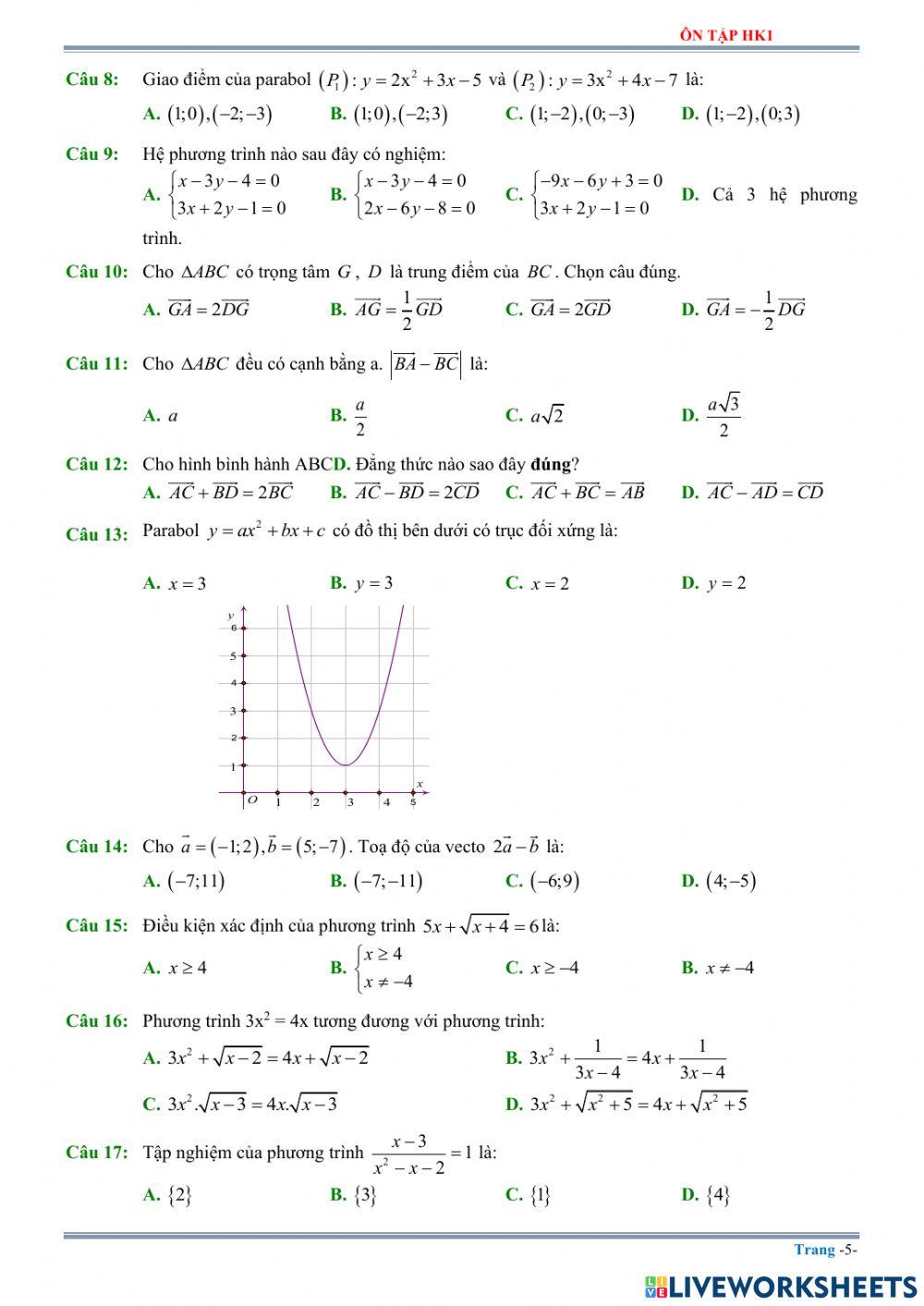 Ôn tập thi hk1 - toán - phần 2