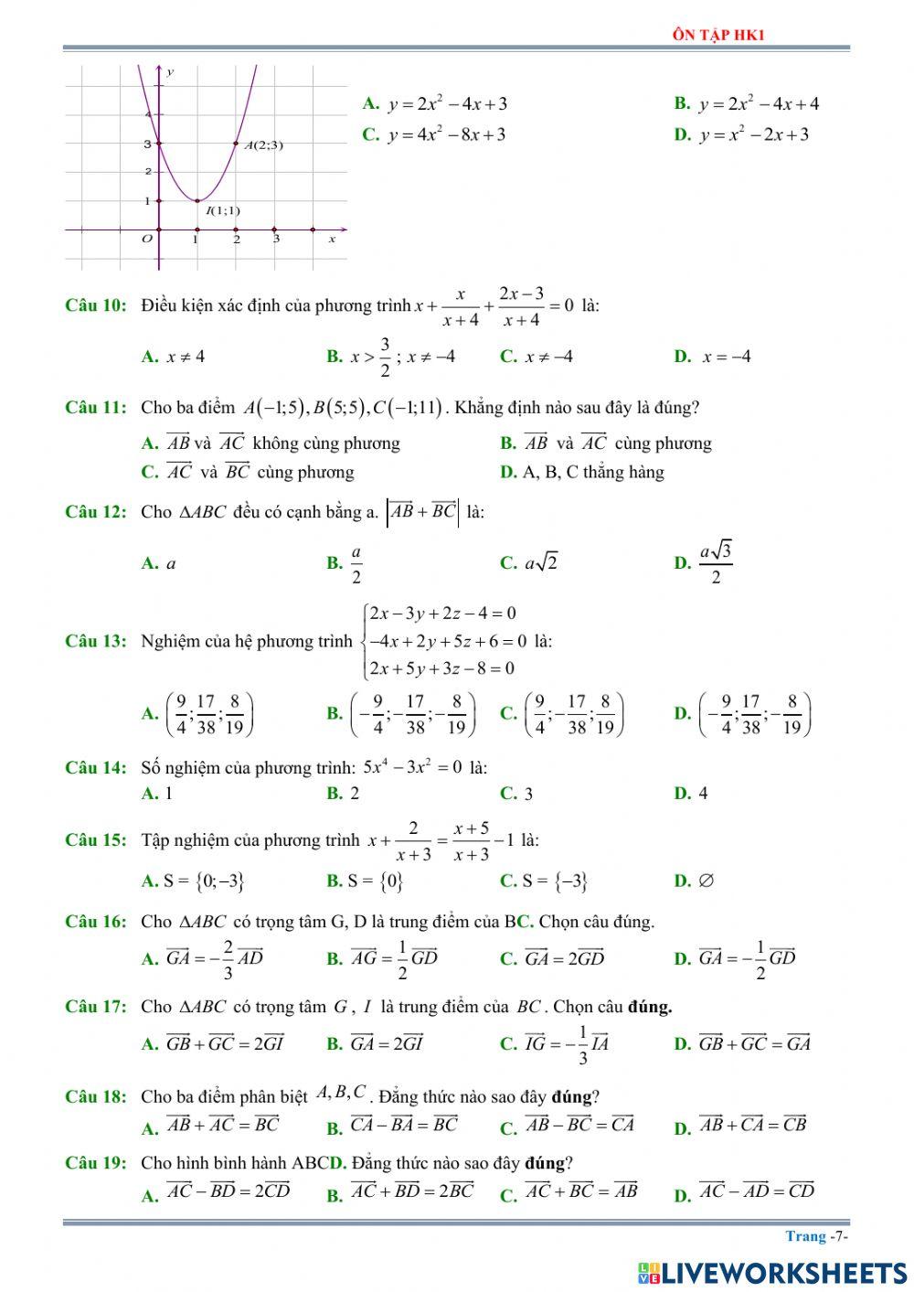 Ôn tập thi hk1 - toán - phần 2