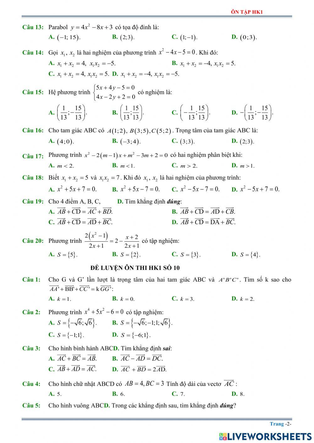 Ôn tập toán hk1 - phần 3