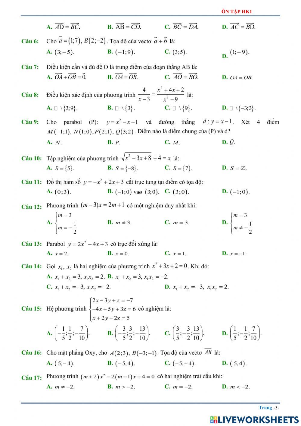 Ôn tập toán hk1 - phần 3