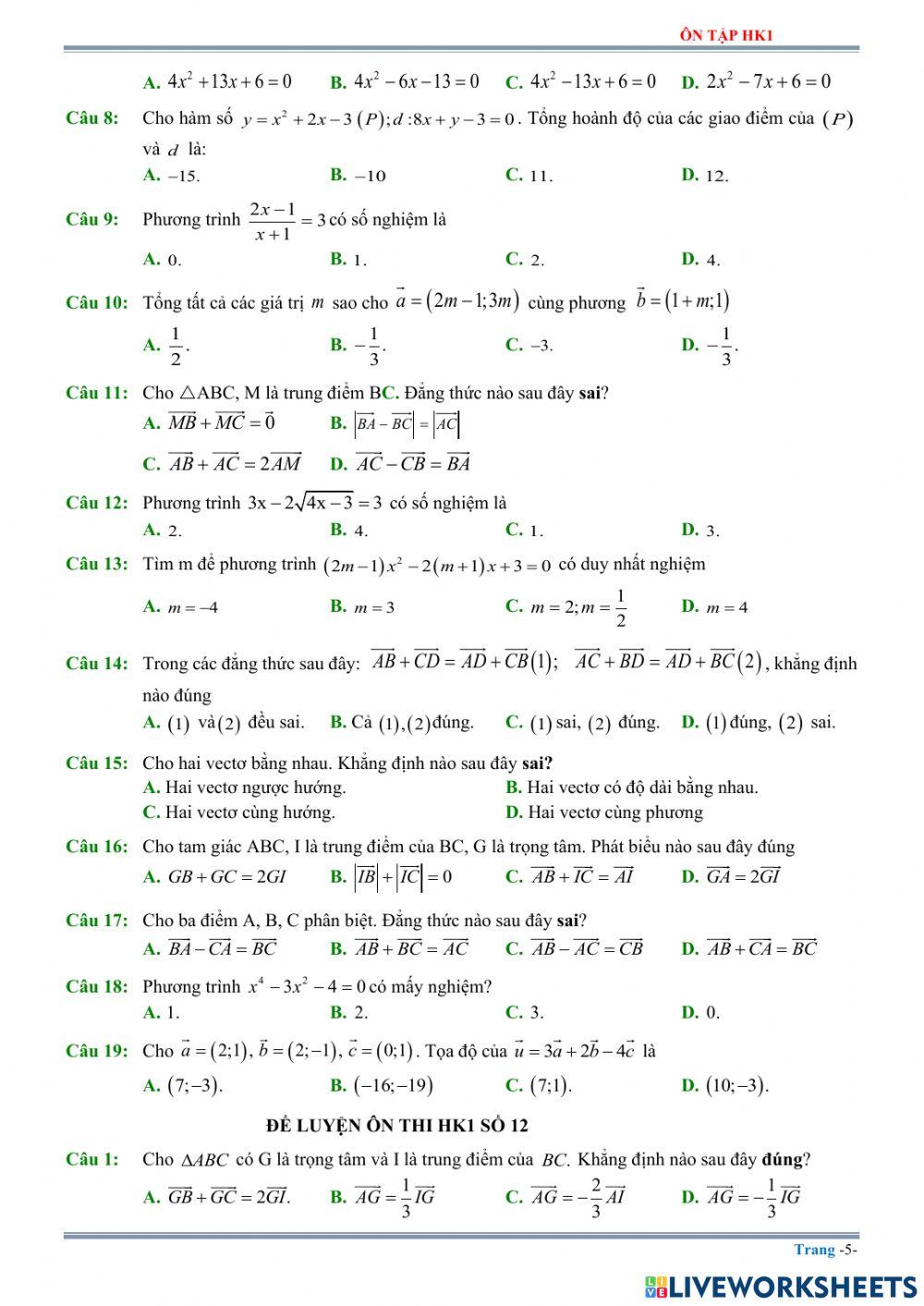 Ôn tập toán hk1 - phần 3