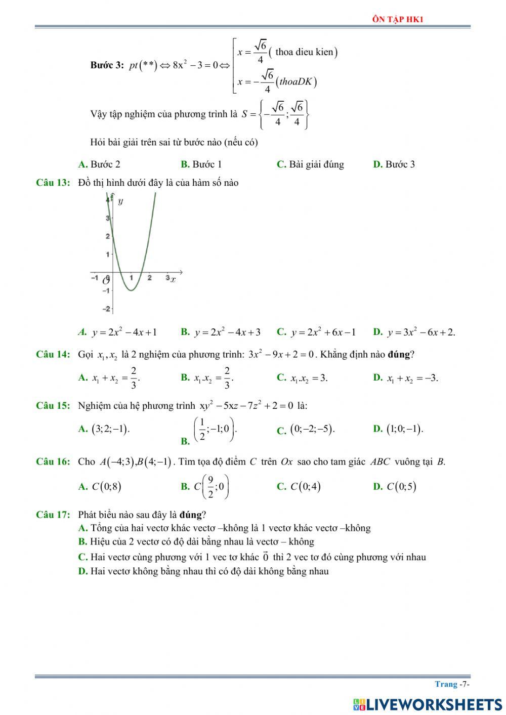 Ôn tập toán hk1 - phần 3