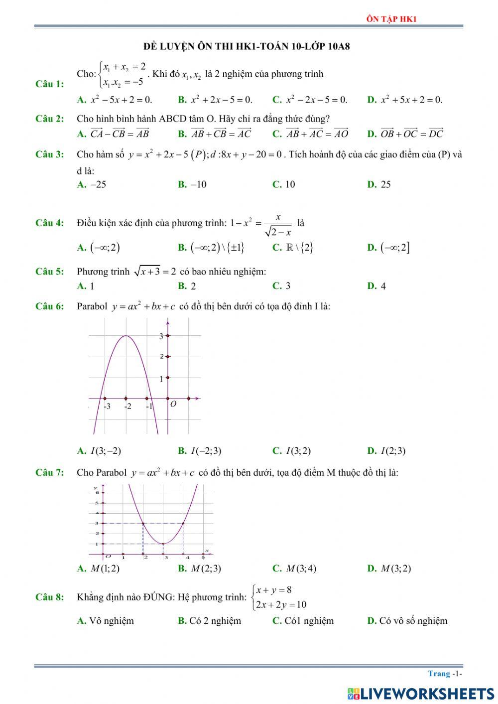 Ôn tập toán hk1 - lớp 10 - phần 3.2