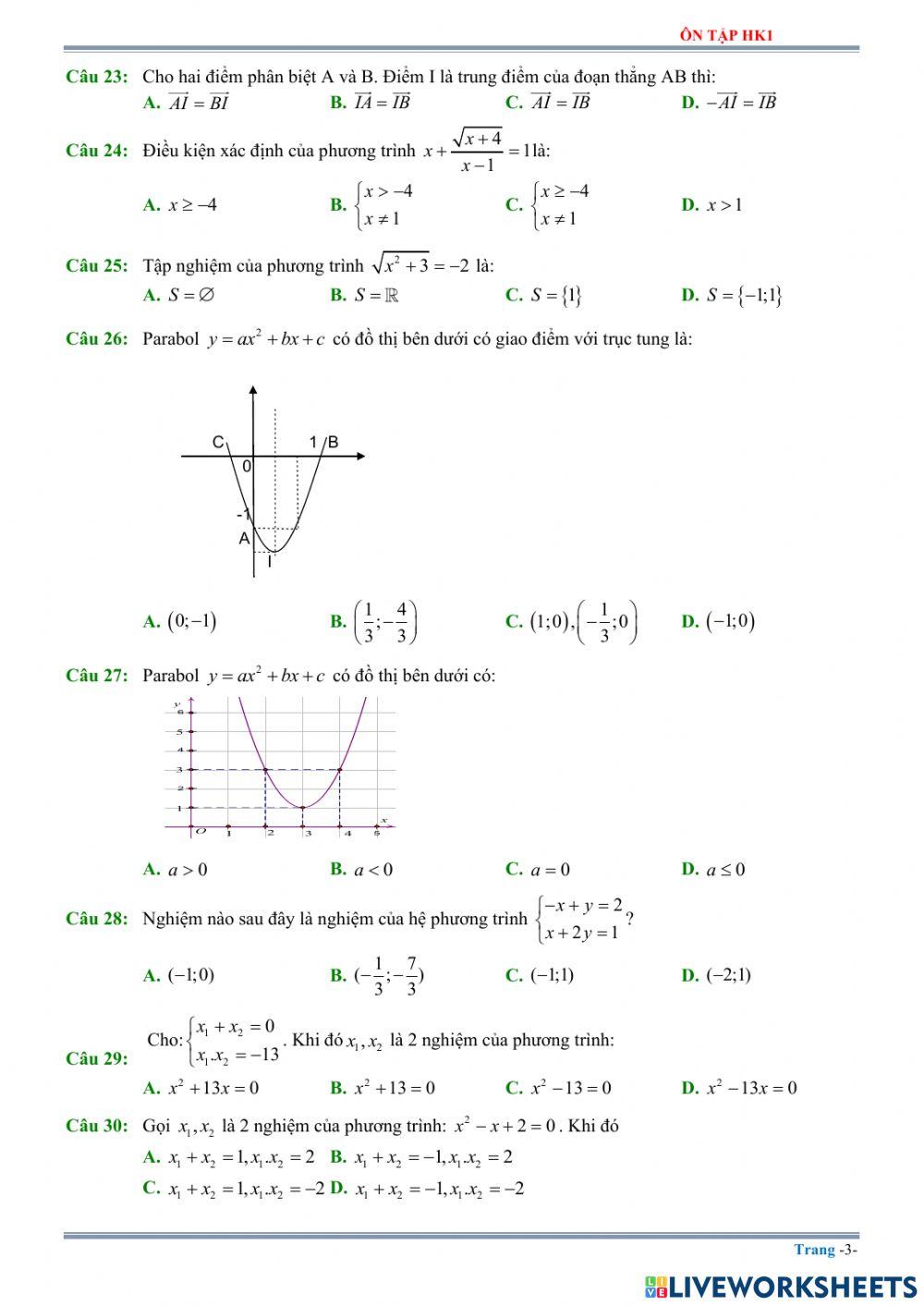 Ôn tập toán hk1 - lớp 10 - phần 3.2