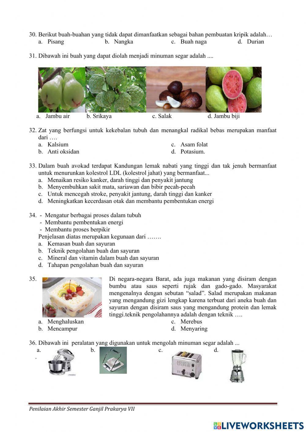 Pas ganjil prakarya kls-7