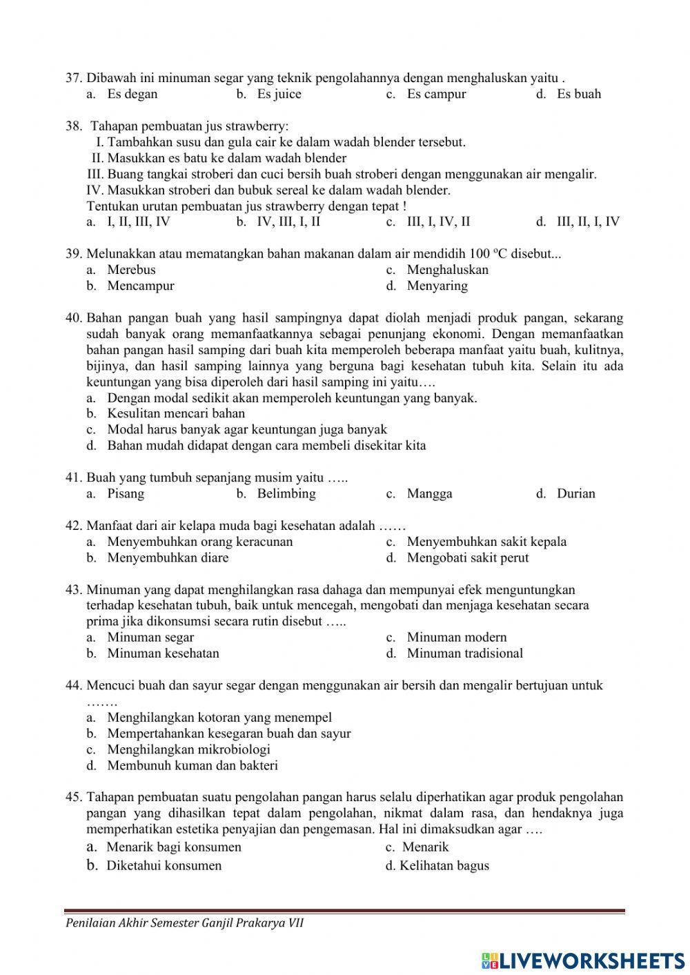 Pas ganjil prakarya kls-7