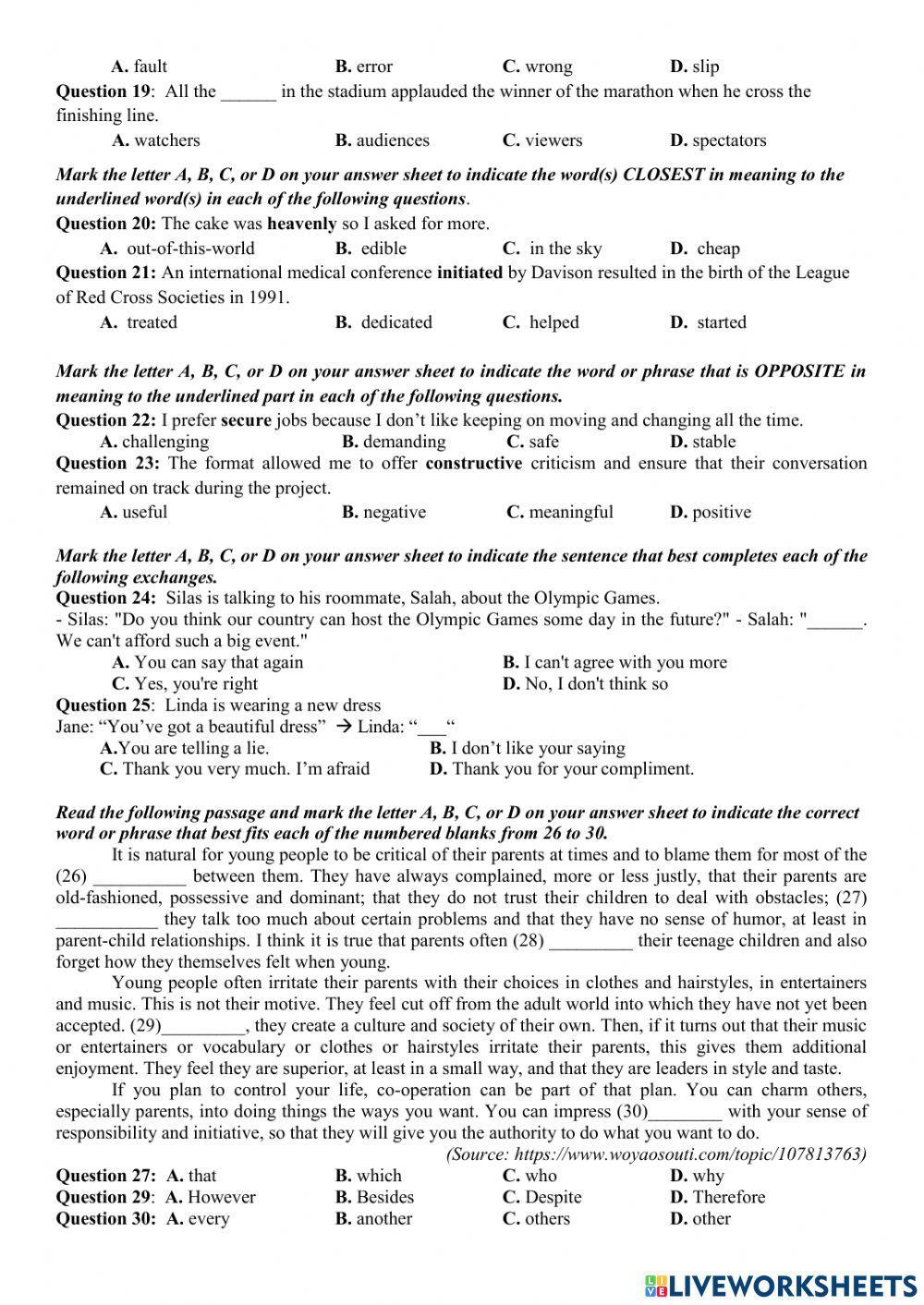 Ôn thi thpt tiếng anh 1