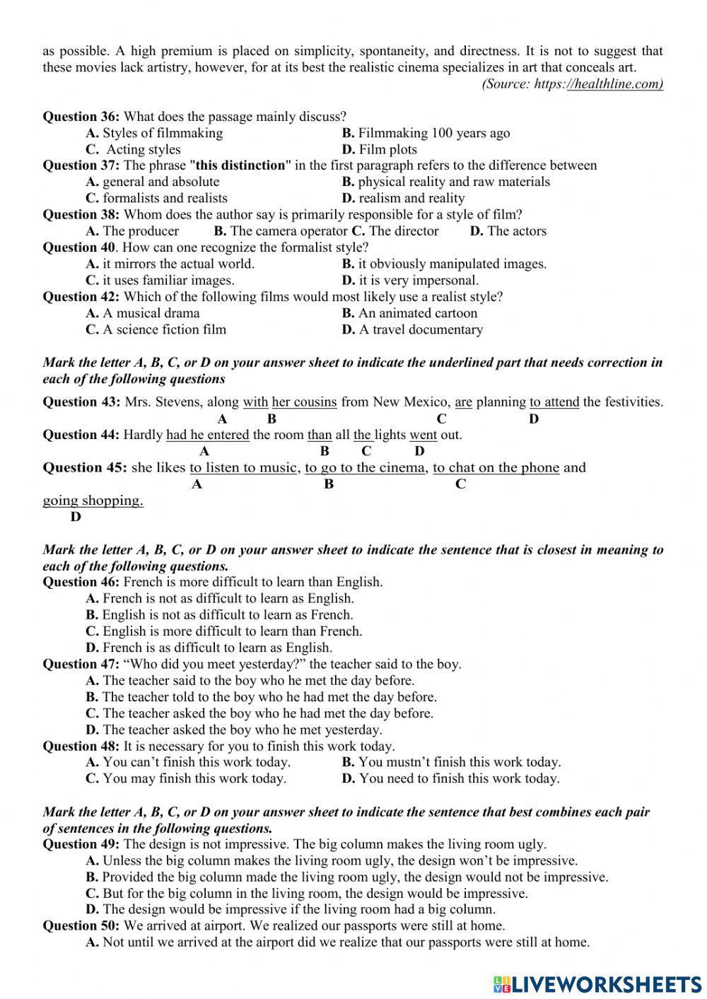 Ôn thi thpt tiếng anh 1