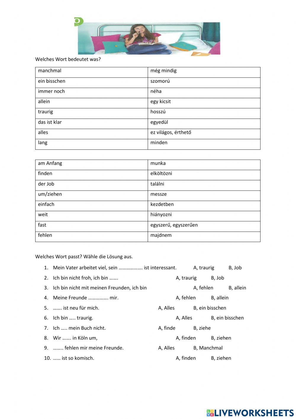 Lektion 20 - Wortschatz, Ungarisch